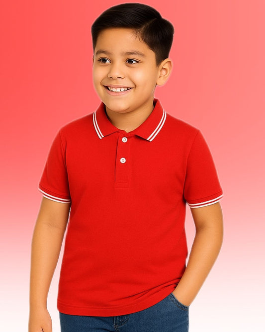 Chilins Kids Solid Polo Tshirt, Color- Red