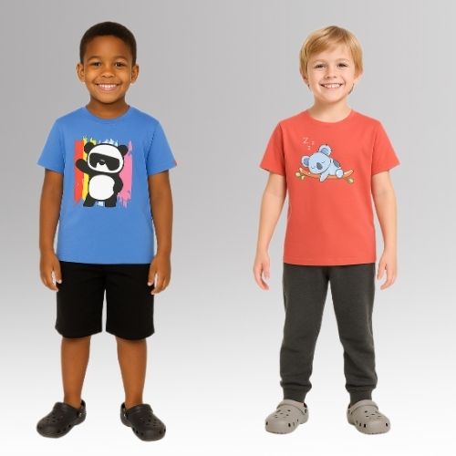 Round Neck Printed Super Combed Cotton T-shirt, (Pack of 2)