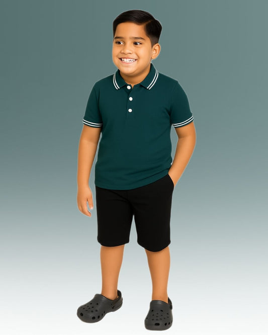 Chilins Boys Solid Polo Tshirt, Color- Green