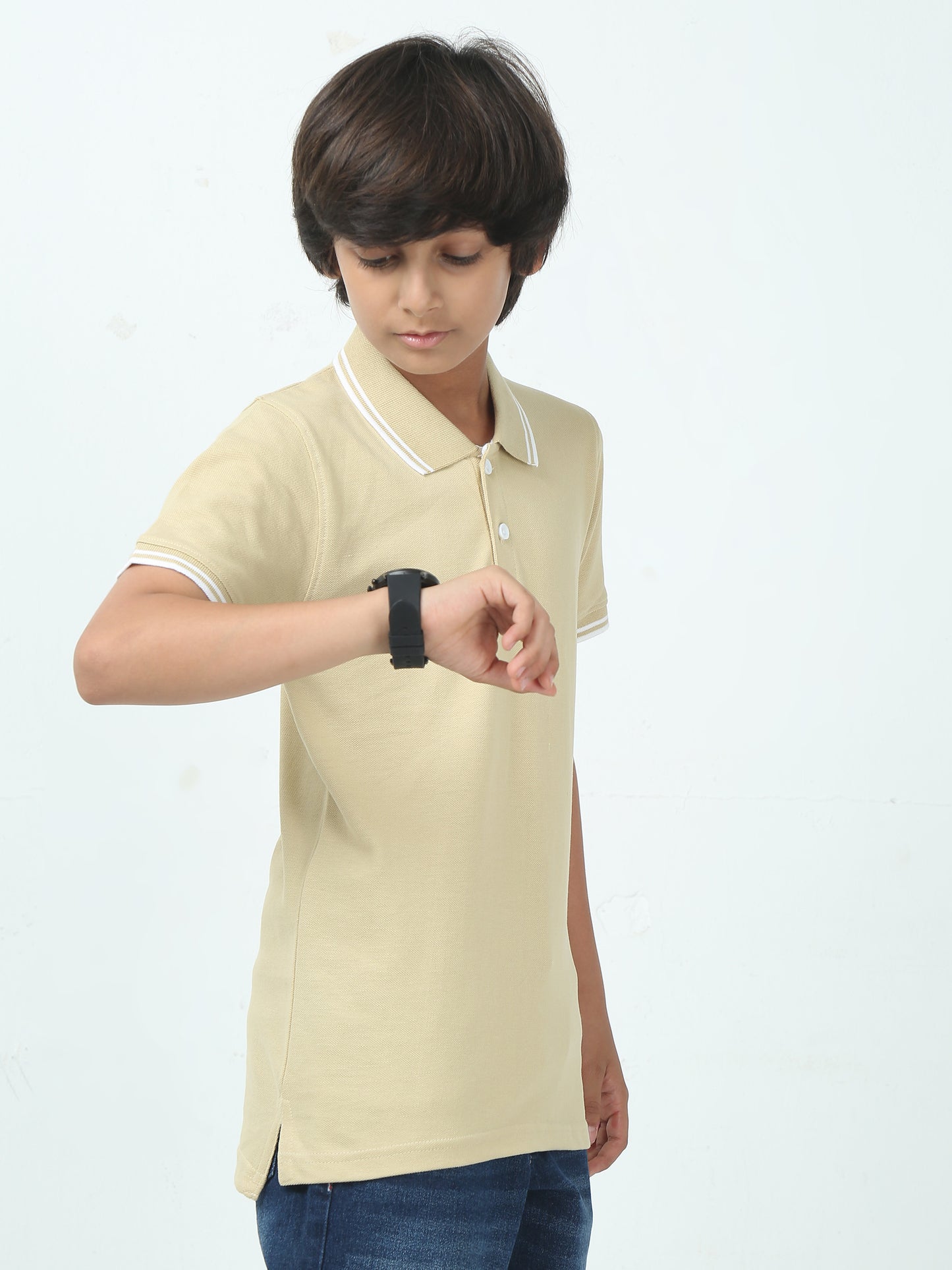 Chilins Kids Solid Polo Tshirt, Color - Brown