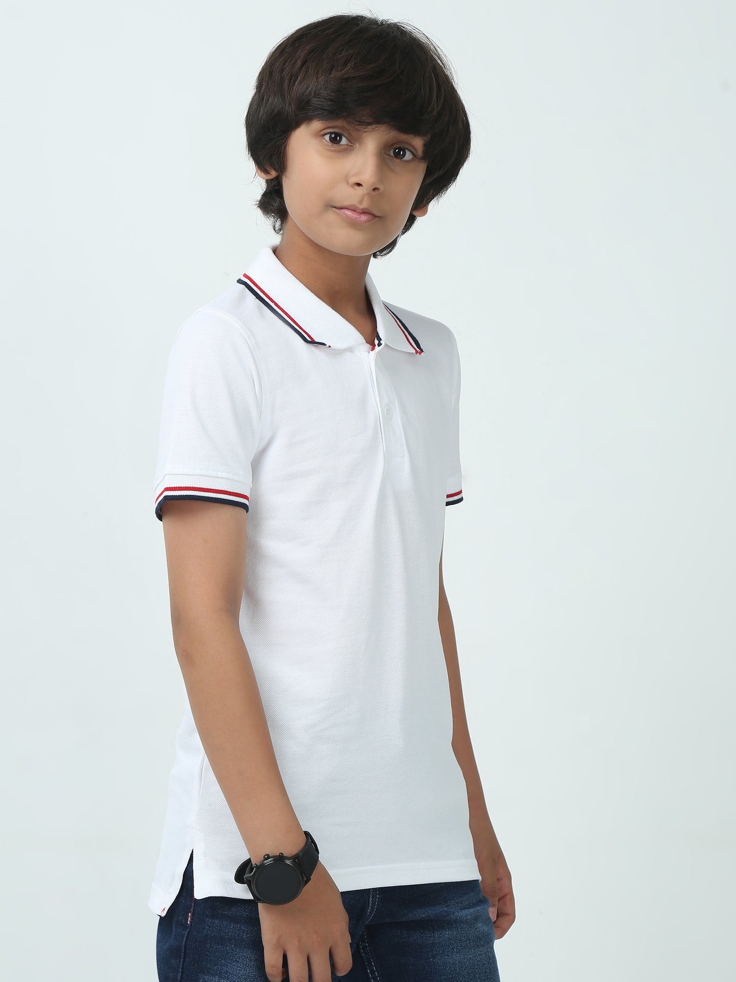 Chilins Kids Solid Polo Tshirt, Color - white