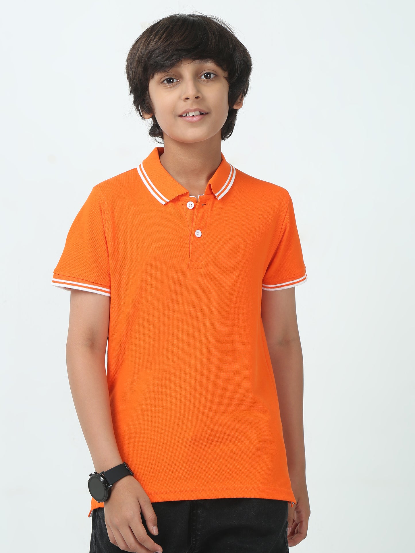 Chilins Kids Solid Polo Tshirt, Color- Orange