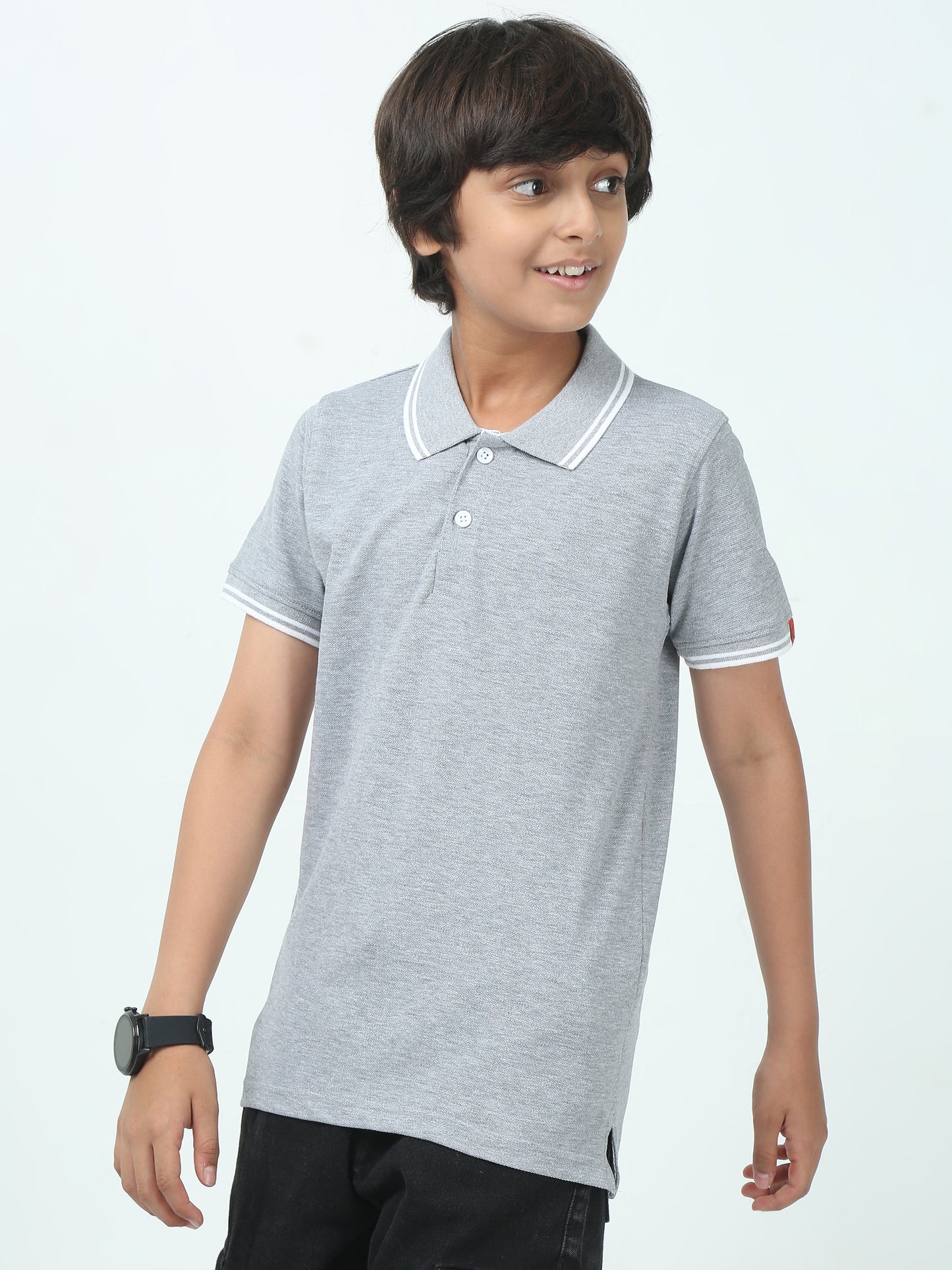 Chilins Kids Solid Polo Tshirt, Color - Grey