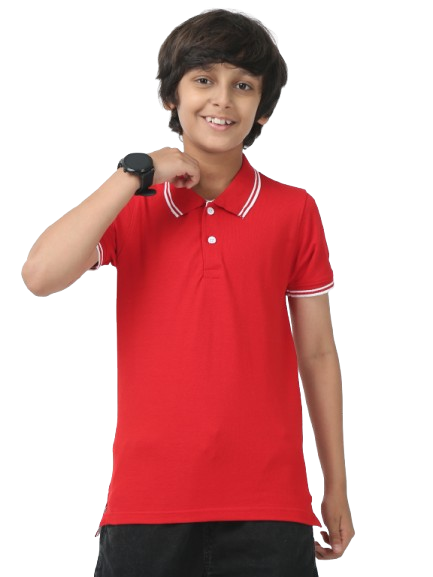 Chilins Boys Solid Polo Tshirt, Color- Red