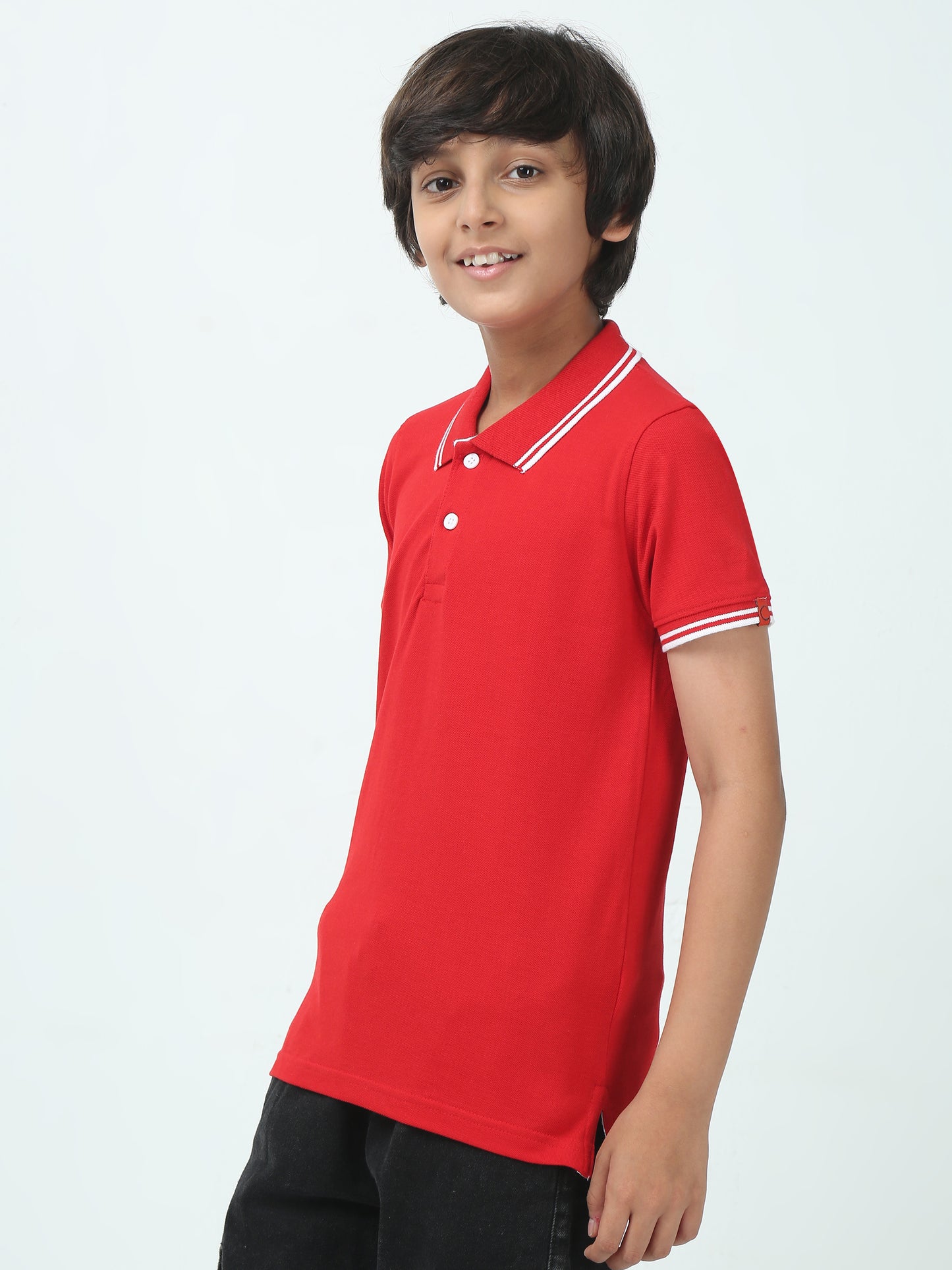 Chilins Boys Solid Polo Tshirt, Color- Red