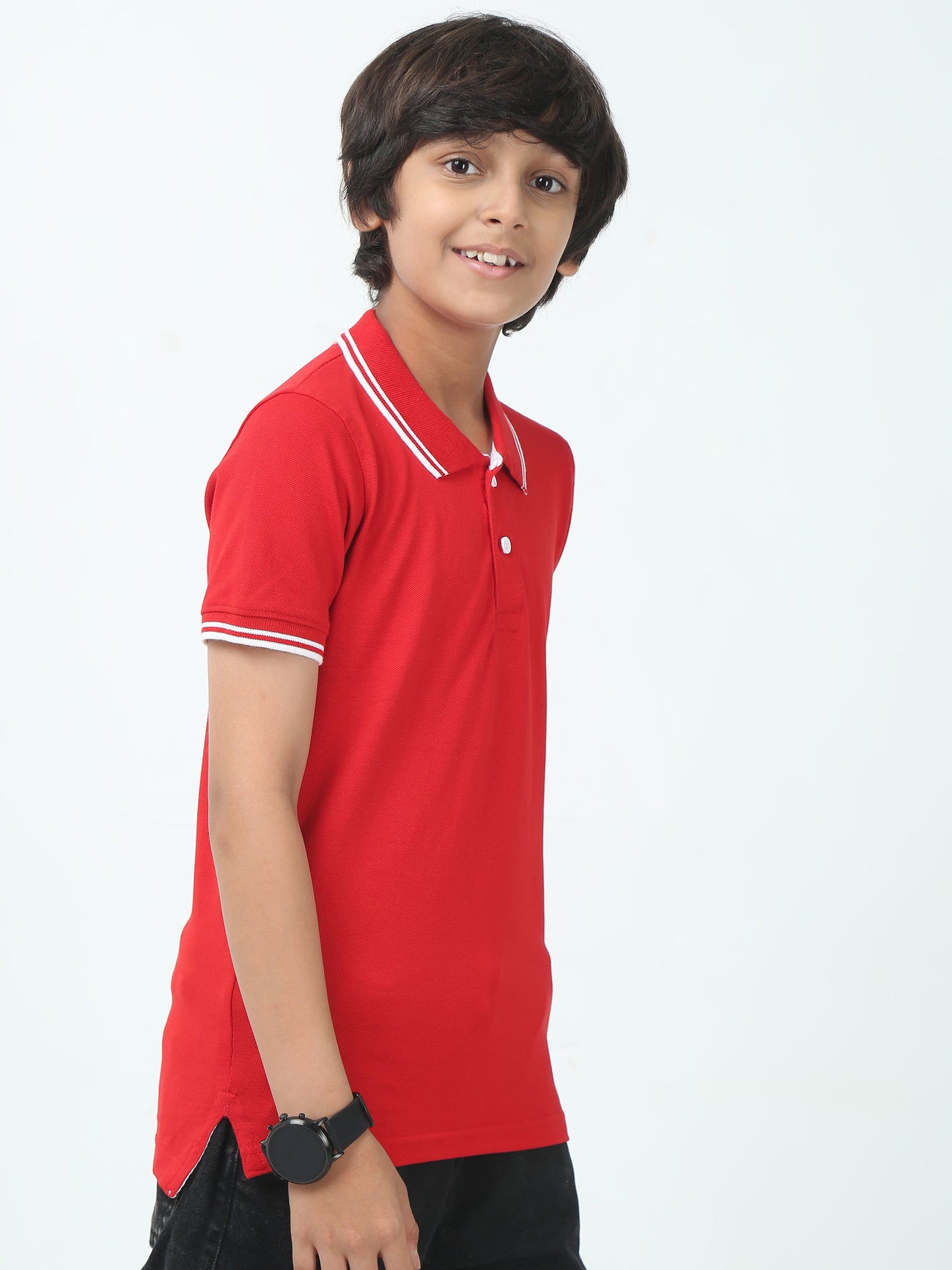 Chilins Boys Solid Polo Tshirt, Color- Red