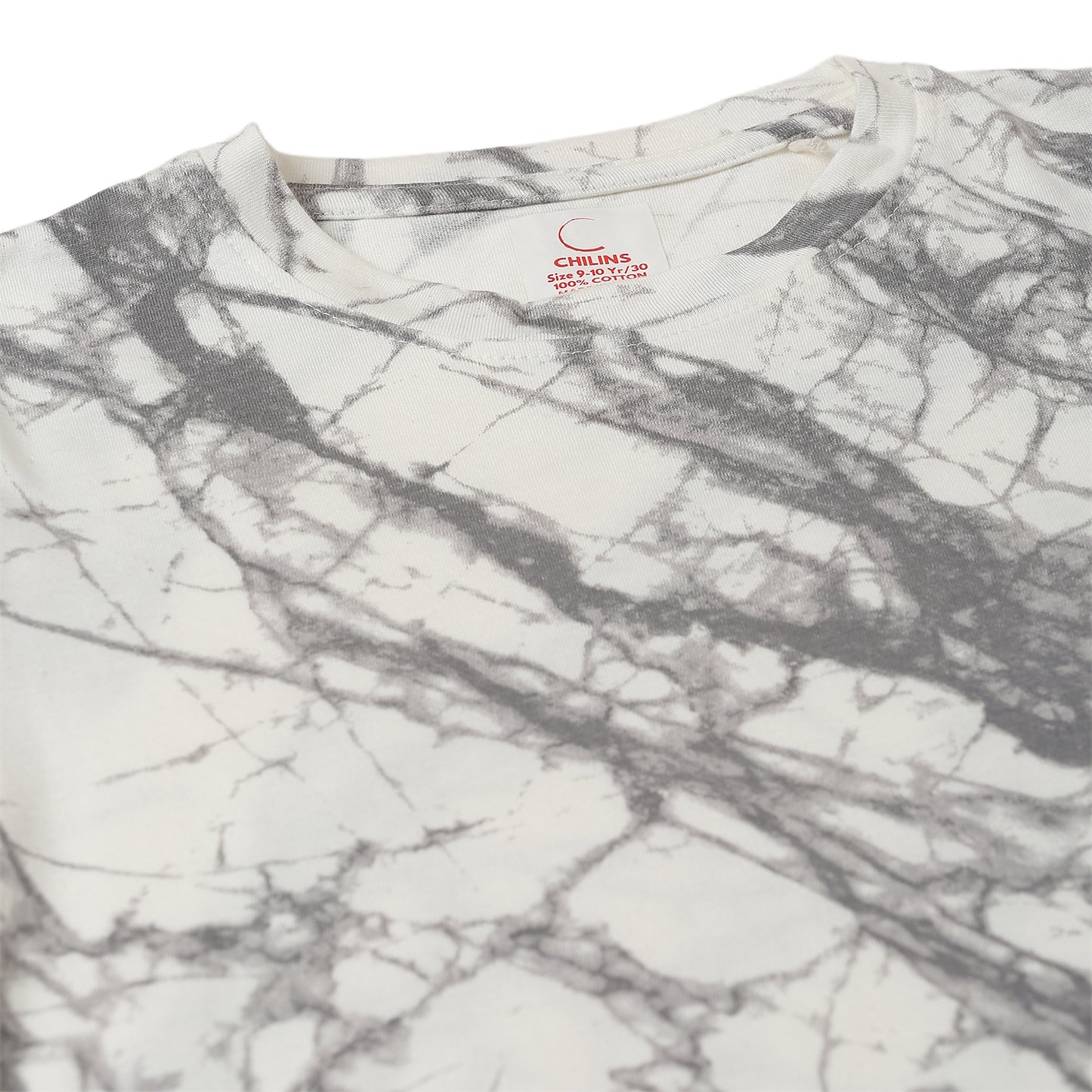 Boy Cotton Regular Fit Printed T-Shirt - Half Sleeve - Round Neck| White Grey Tie Dye champ