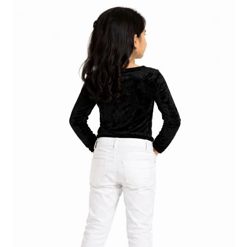 CHILINS Girls Black Velvet Full Sleeve Top β Stylish Party & Casual Wear