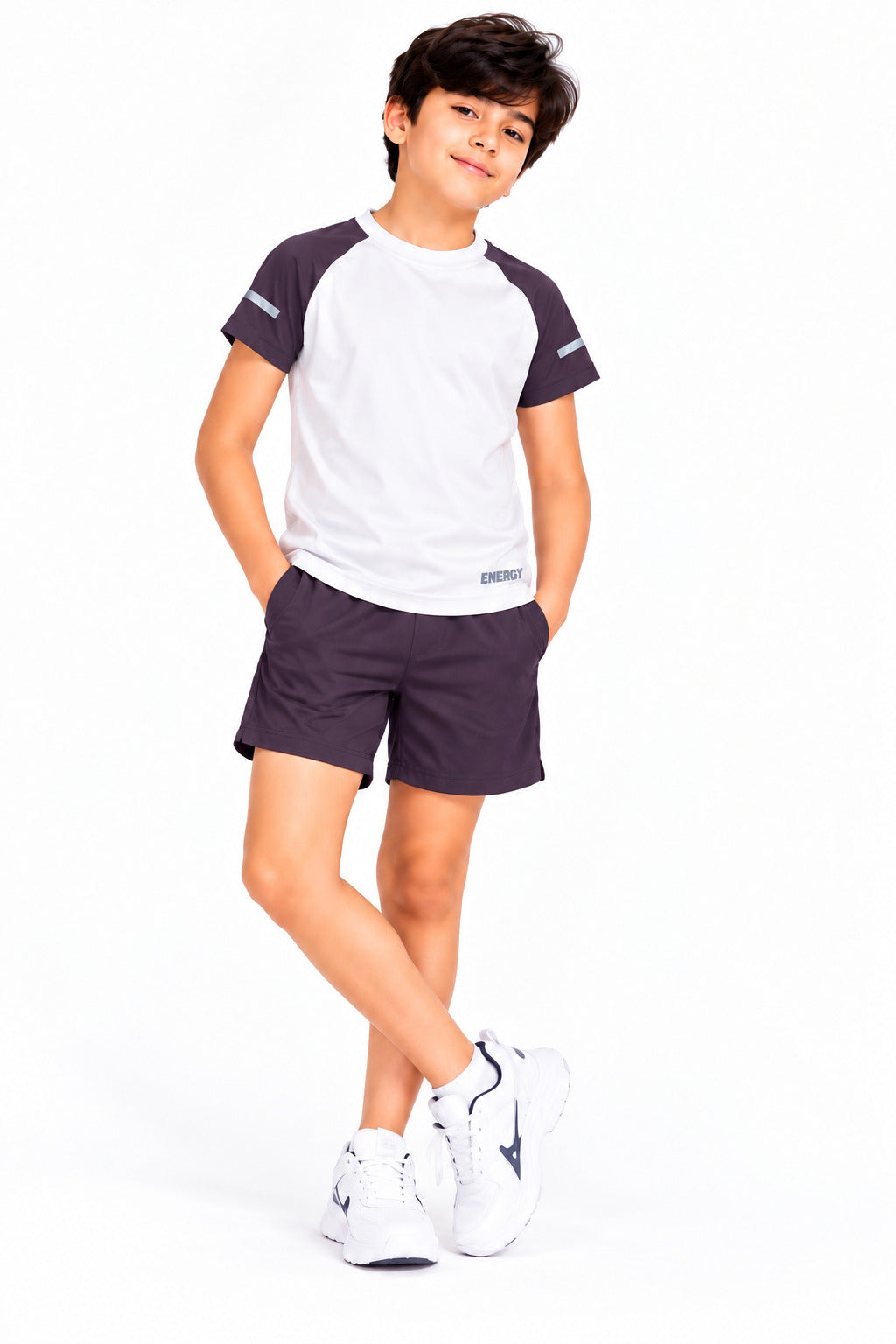 CHILINS Kids White & Black Sports T-Shirt | Boys & Girls | Raglan Sleeves | Active Wear