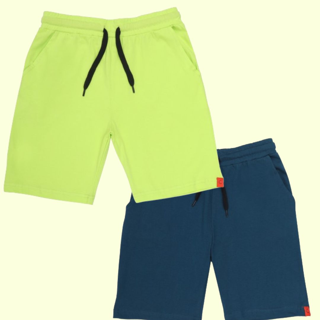 Kids Cotton Shorts Green & Blue