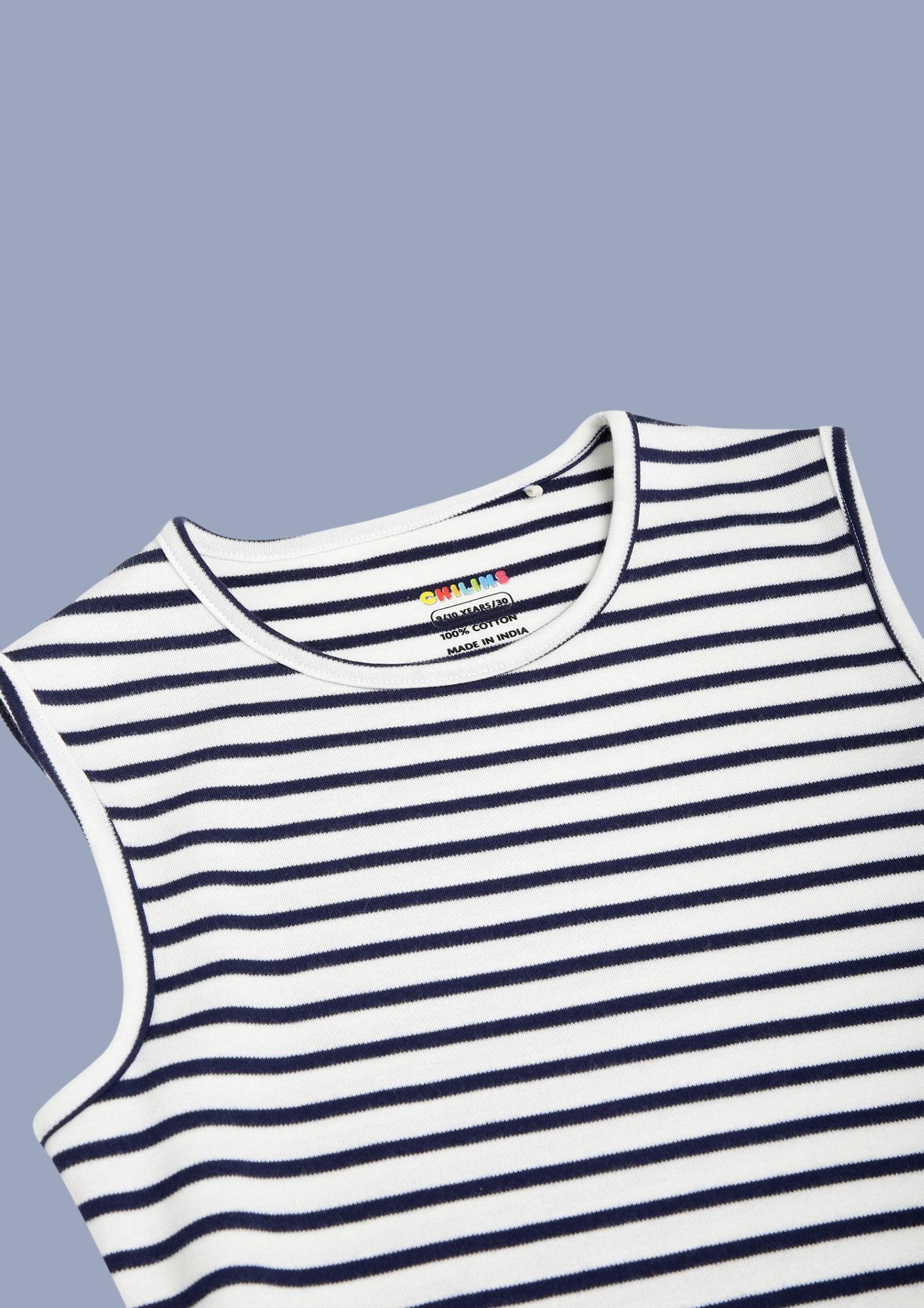 Girls White Black Striped Cotton Dress | Sleevesless | Casual & Outing Wear