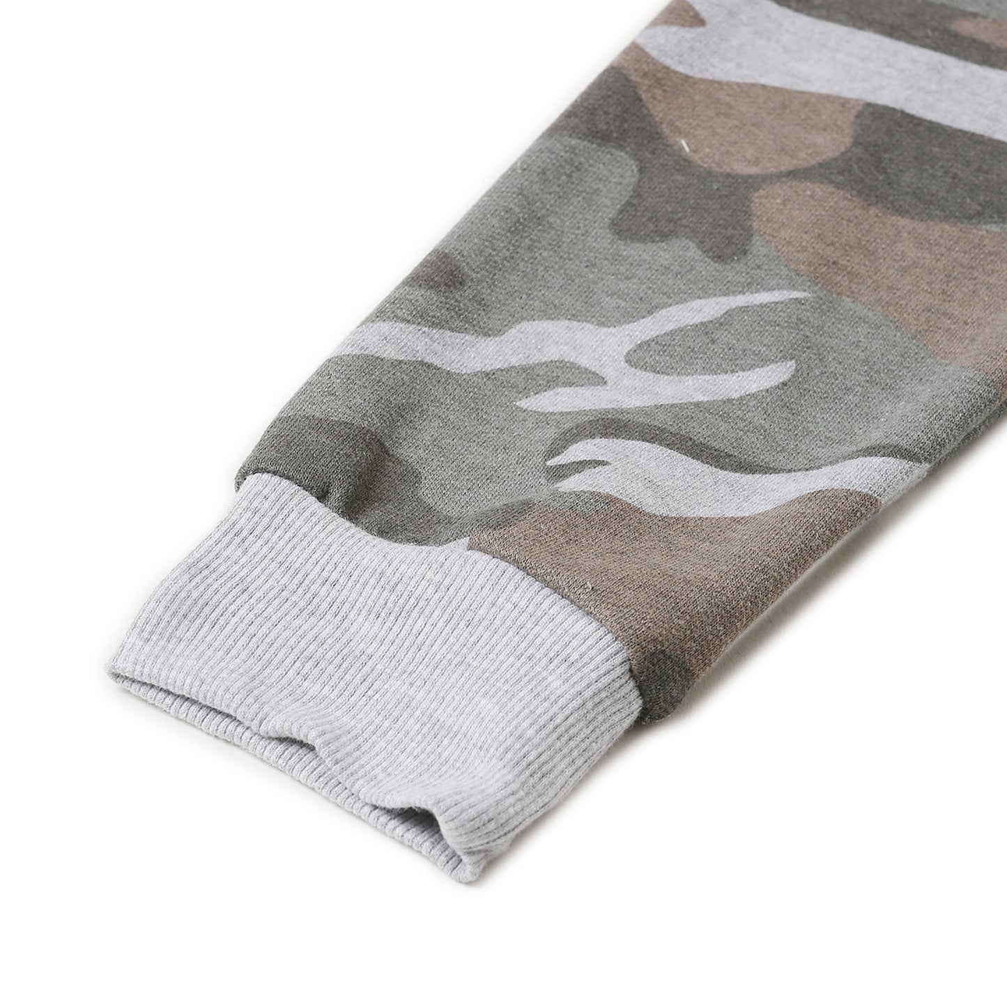 Boys Fleece Printed Round Neck Sweatshirt | Grey Camouflage