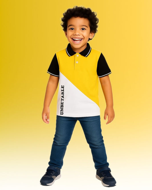 Chilins Boys Polo Tshirt, Color- Yellow & White