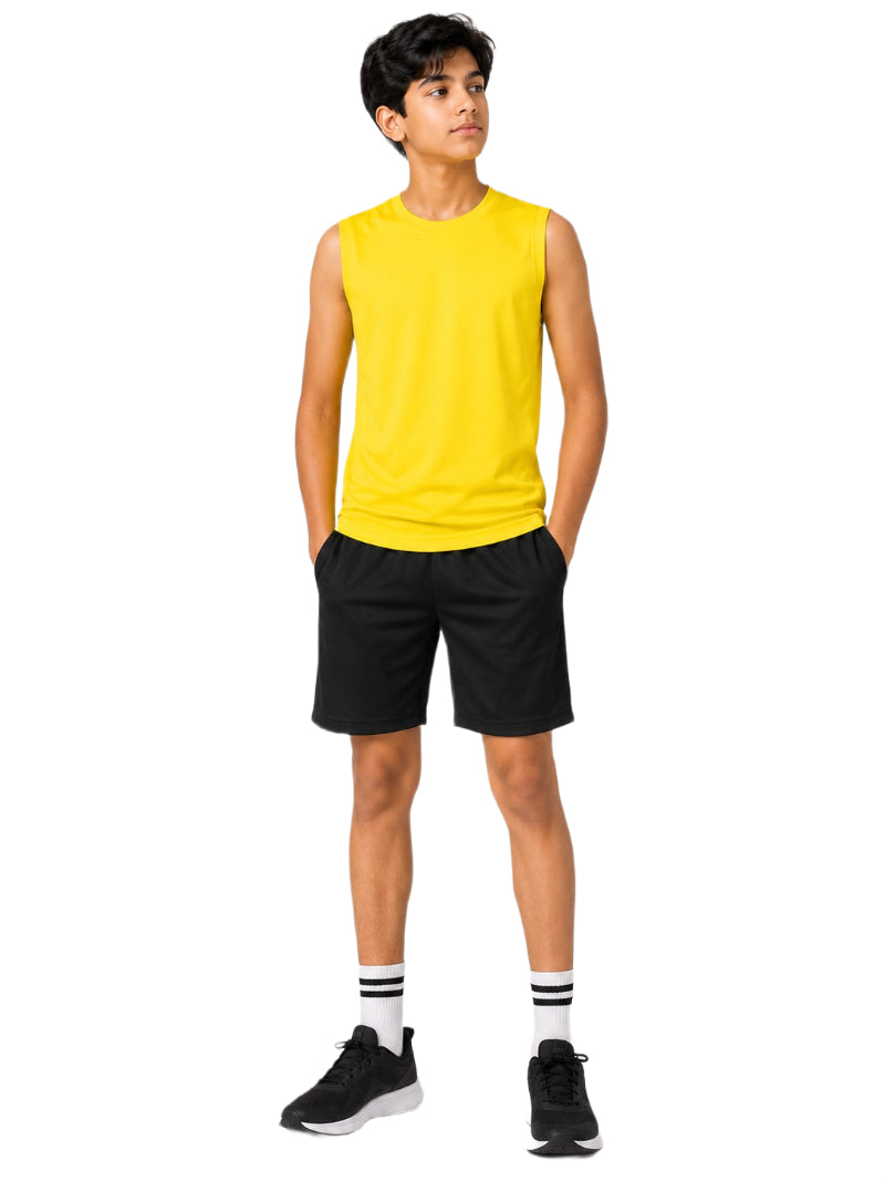 CHILINS Kids Yellow Sleeveless Sports T-Shirt