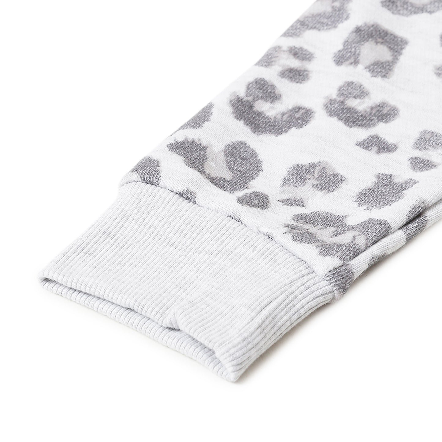 Girls Fleece Printed Round Neck Sweatshirt | Grey Animal Print