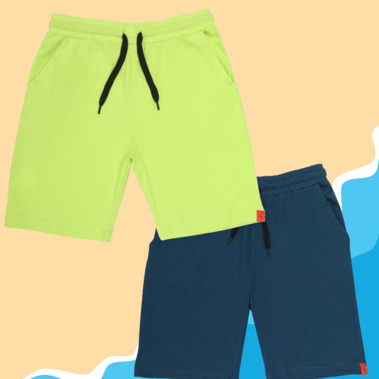 Kids Cotton Shorts Green & Blue