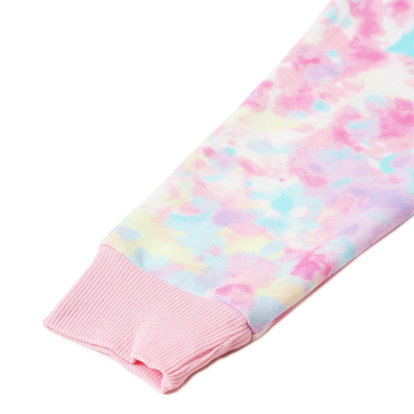Girls Fleece Printed Round Neck Sweatshirt | Pink Tie Dye