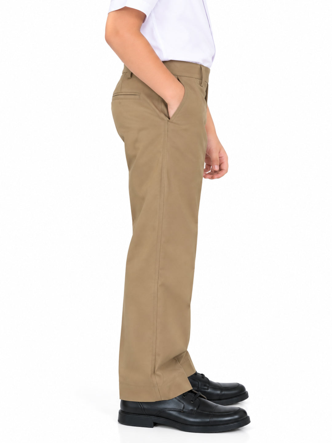 CHILINS Boys Khaki School Uniform Pants | Straight Fit Formal Trousers
