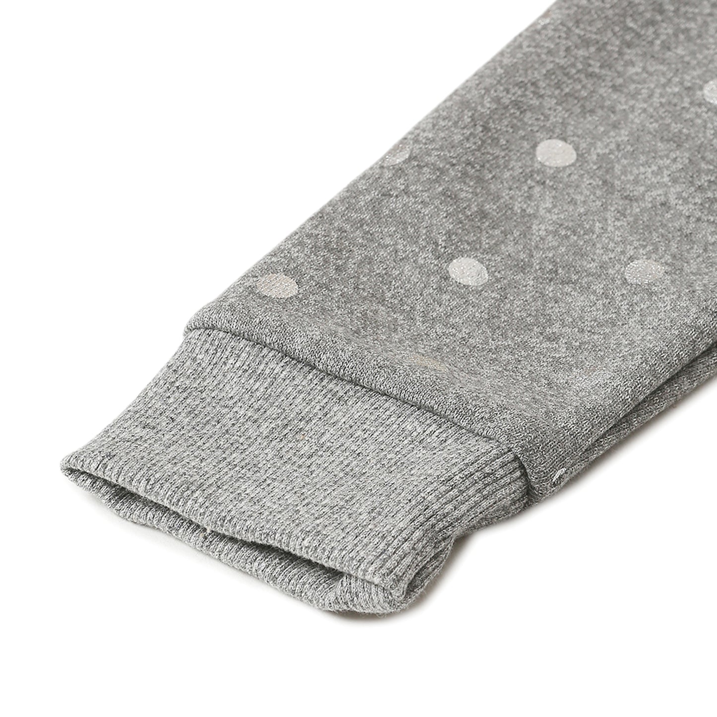 Girls Fleece Printed Round Neck Sweatshirt | Grey Dot Print