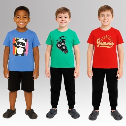 Round Neck Printed Super Combed Cotton T-shirt, (Pack of 3)