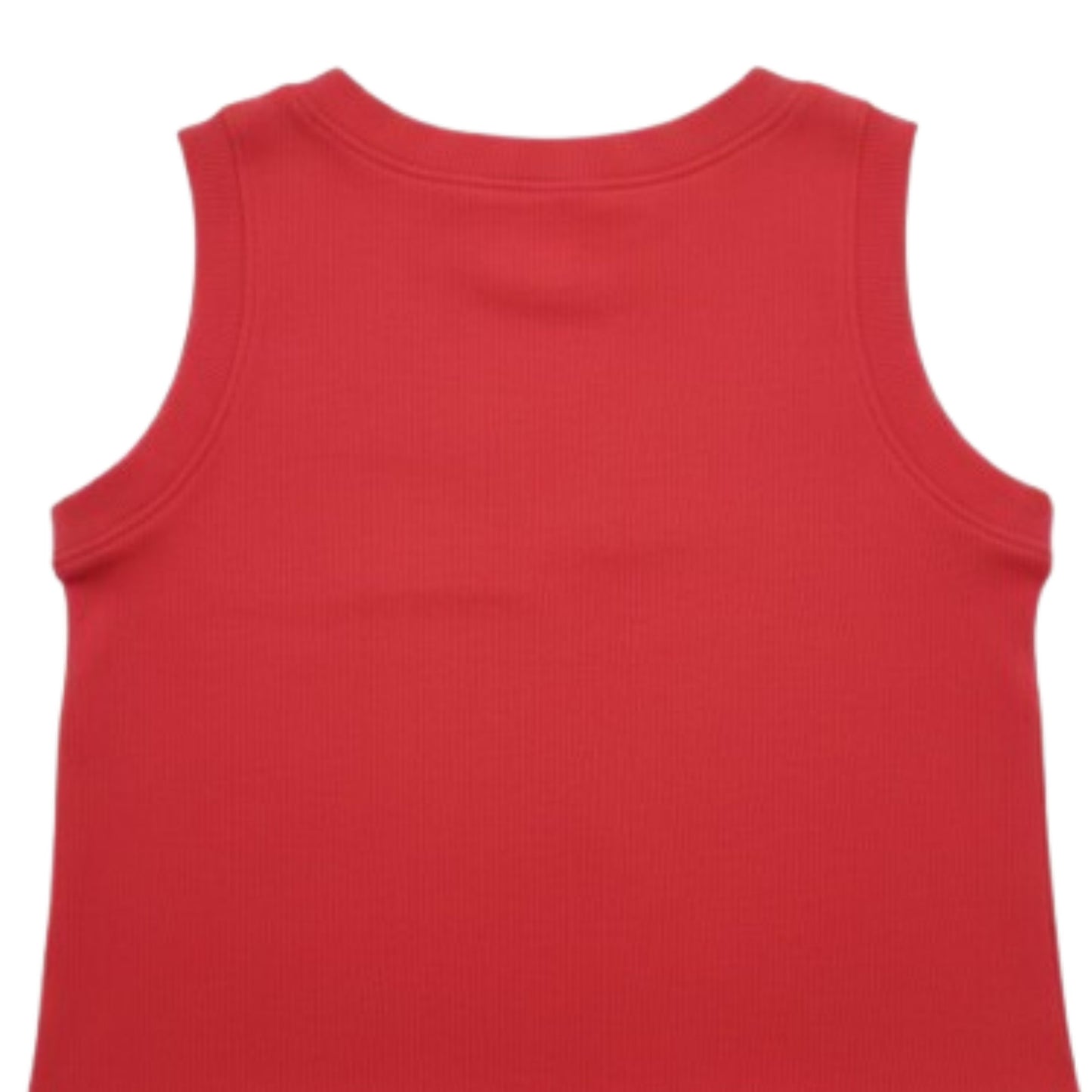 Girl's Solid Crew Neck Ribbed/Knitted Sleeveless Stretchable Slim Fit Crop Tank Top Red