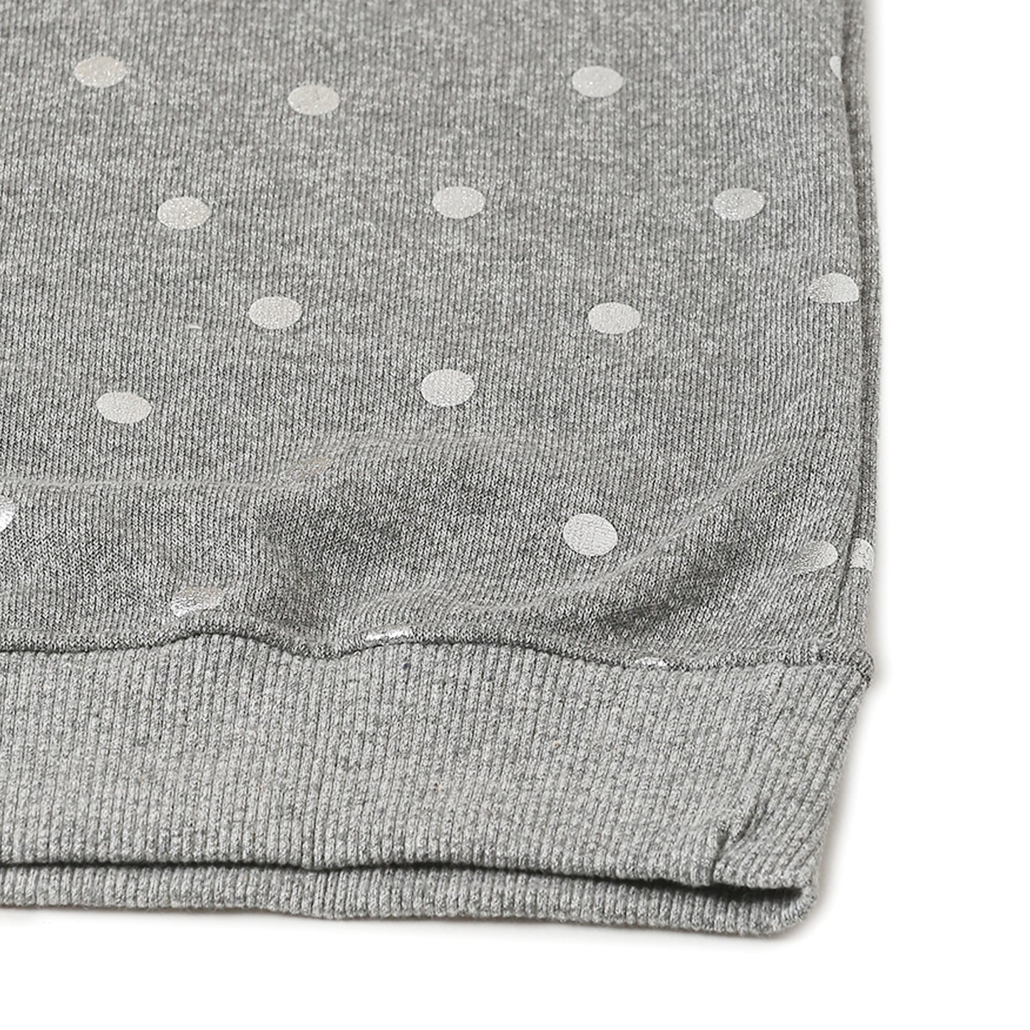 Girls Fleece Printed Round Neck Sweatshirt | Grey Dot Print