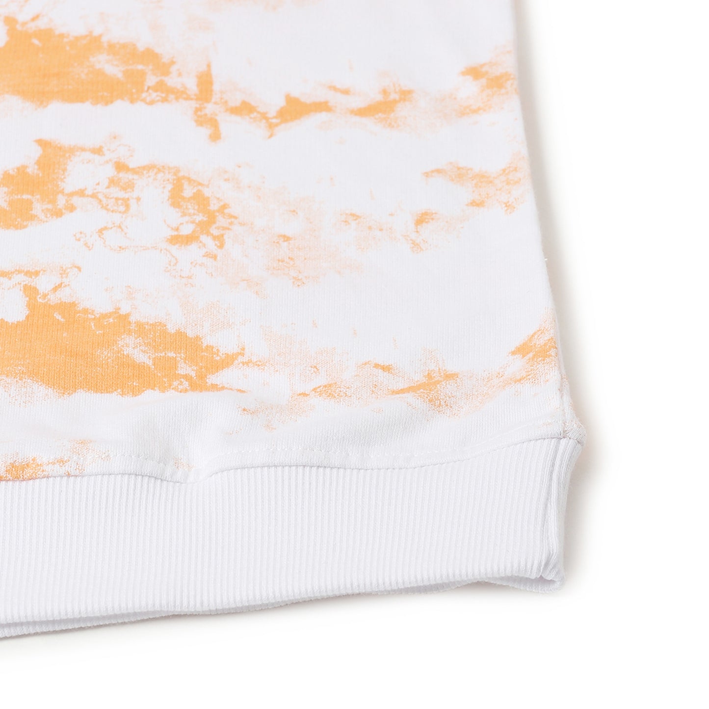 Girls Fleece Printed Round Neck Sweatshirt | Orange Tie Dye