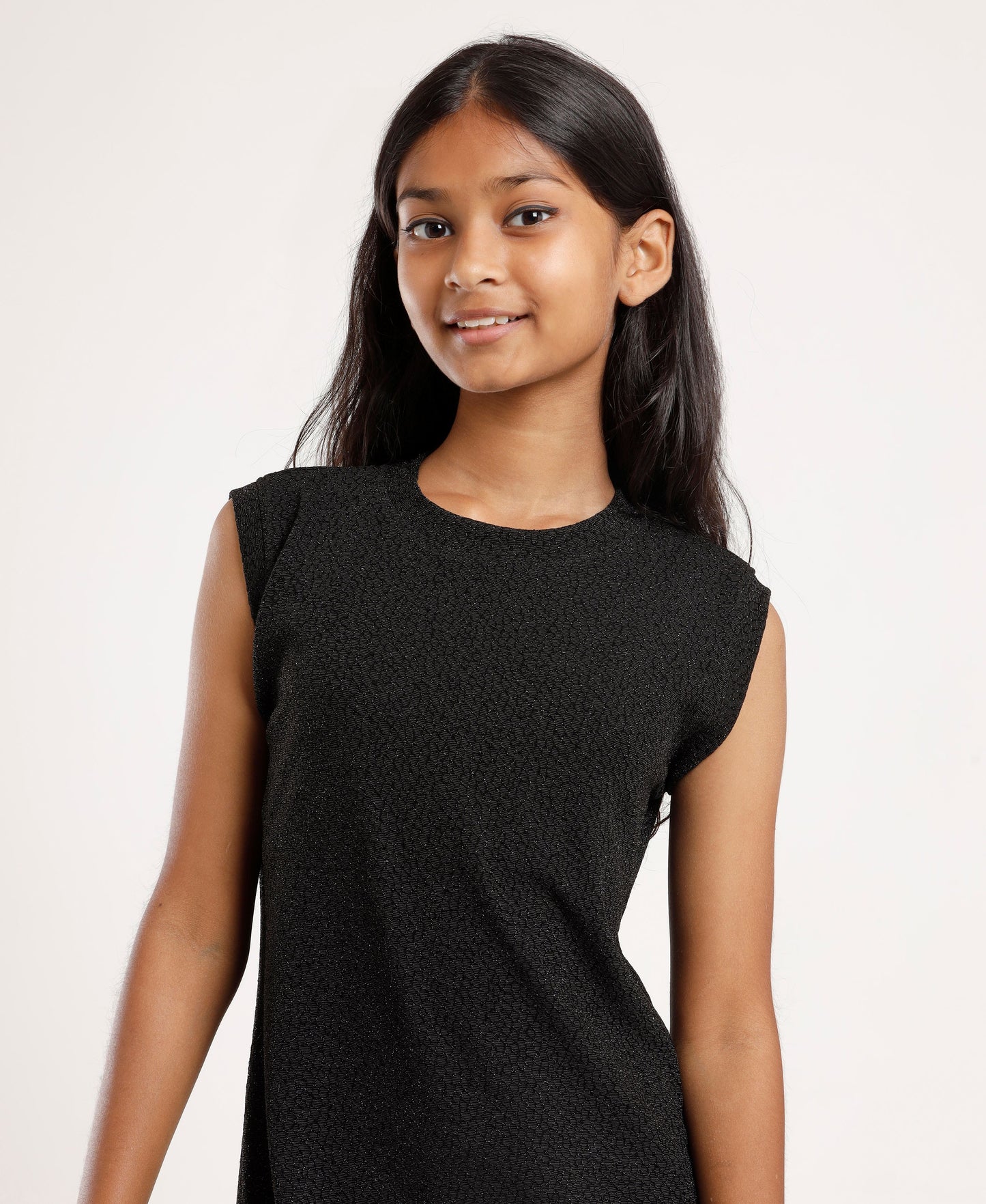 Girls Black Minimal Sleeveless Dress | Everyday Casual to Party Wear
