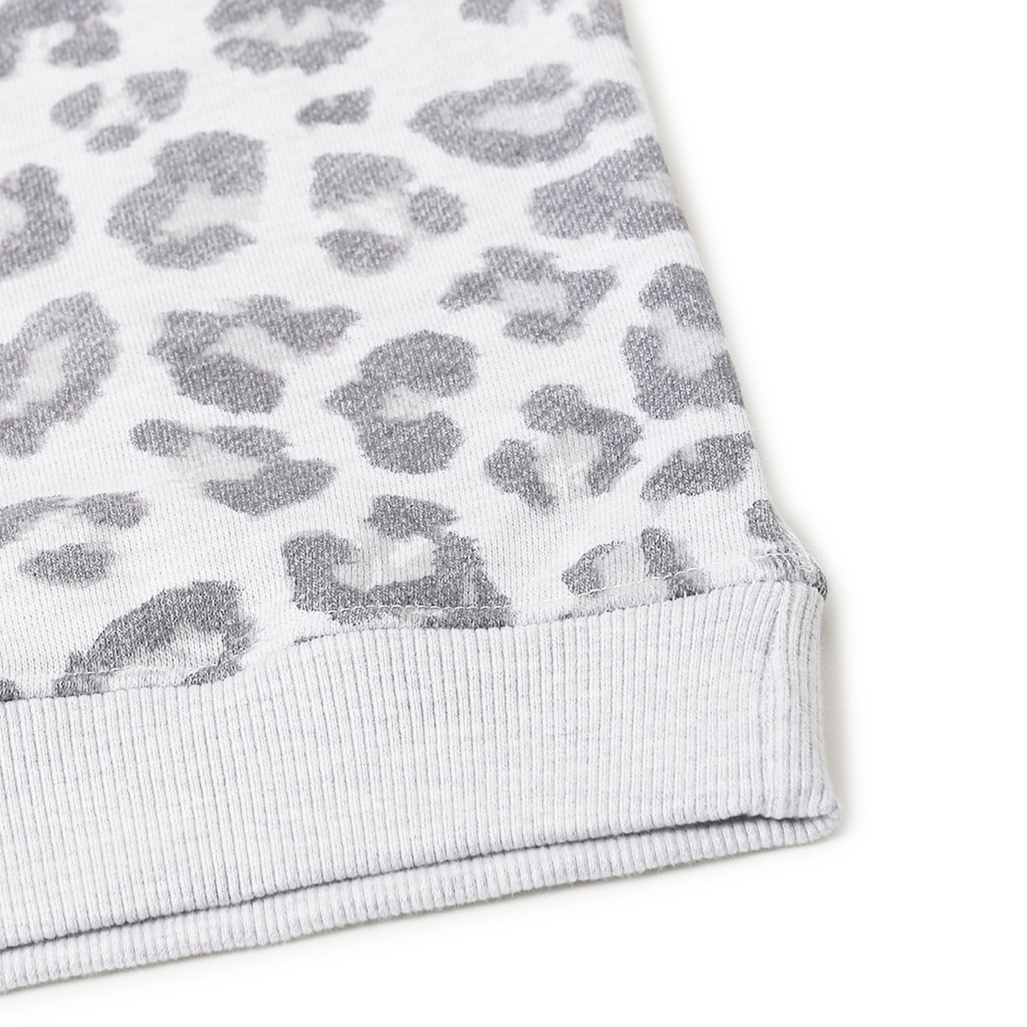 Girls Fleece Printed Round Neck Sweatshirt | Grey Animal Print