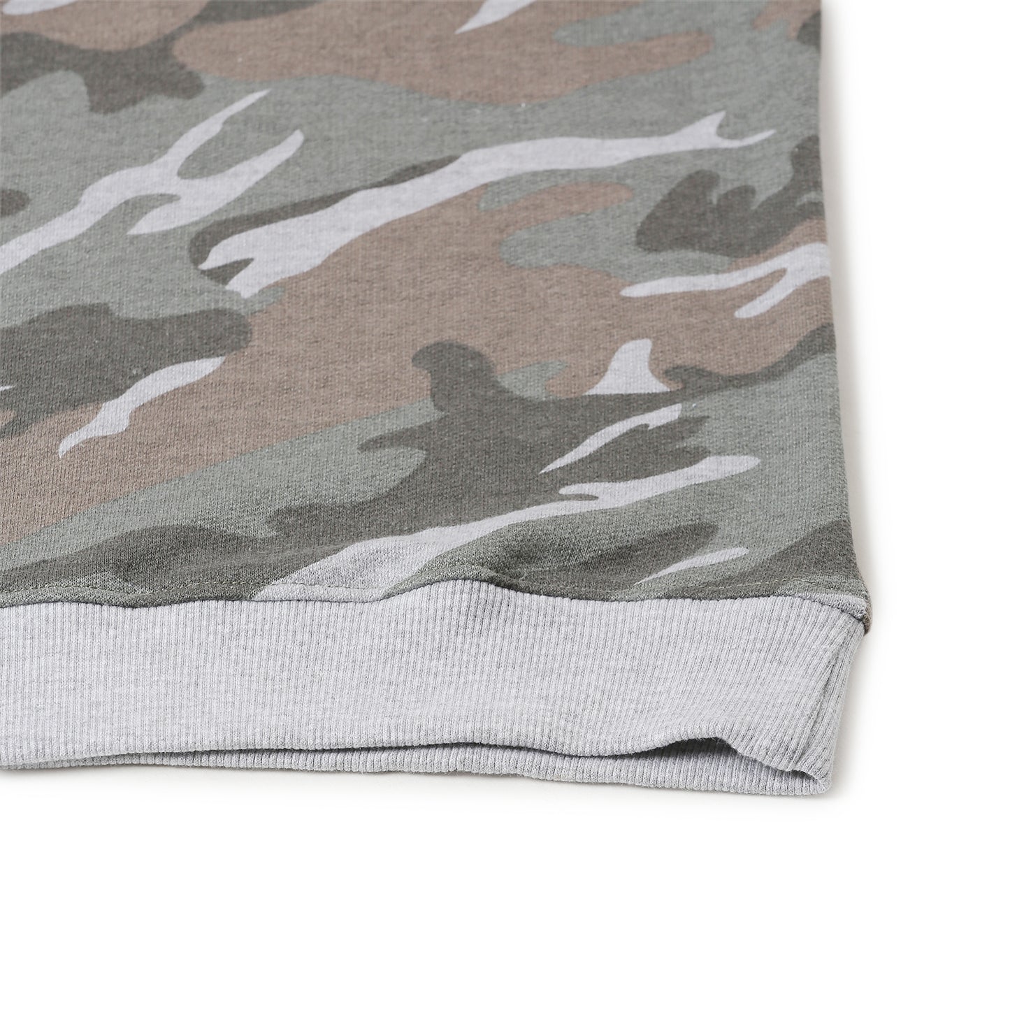 Boys Fleece Printed Round Neck Sweatshirt | Grey Camouflage