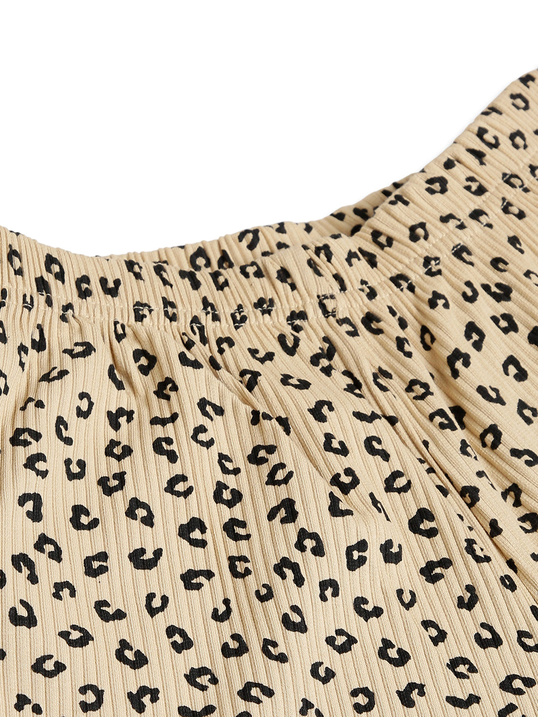 CHILINS Girls Leopard Print Night Suit Set | Soft Ribbed Cotton Full Sleeve Top & Pyjama | Kids Sleepwear