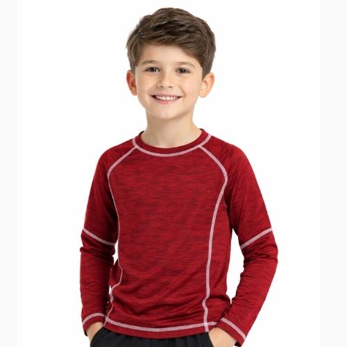 CHILINS Boys Activewear Dry Fit Full Sleeve Sports T-Shirt Orange