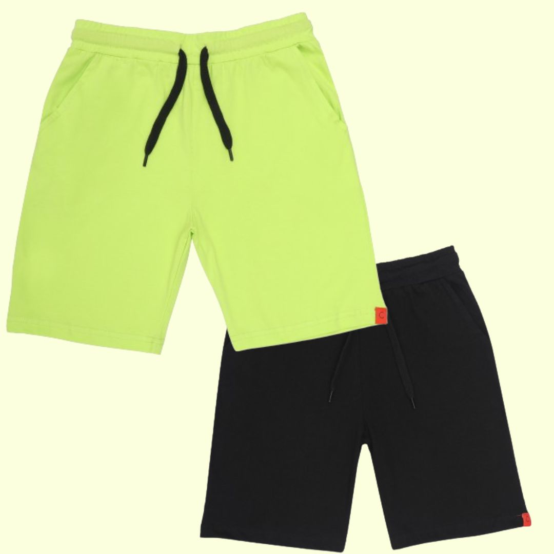 Kids Cotton Shorts Black & Green