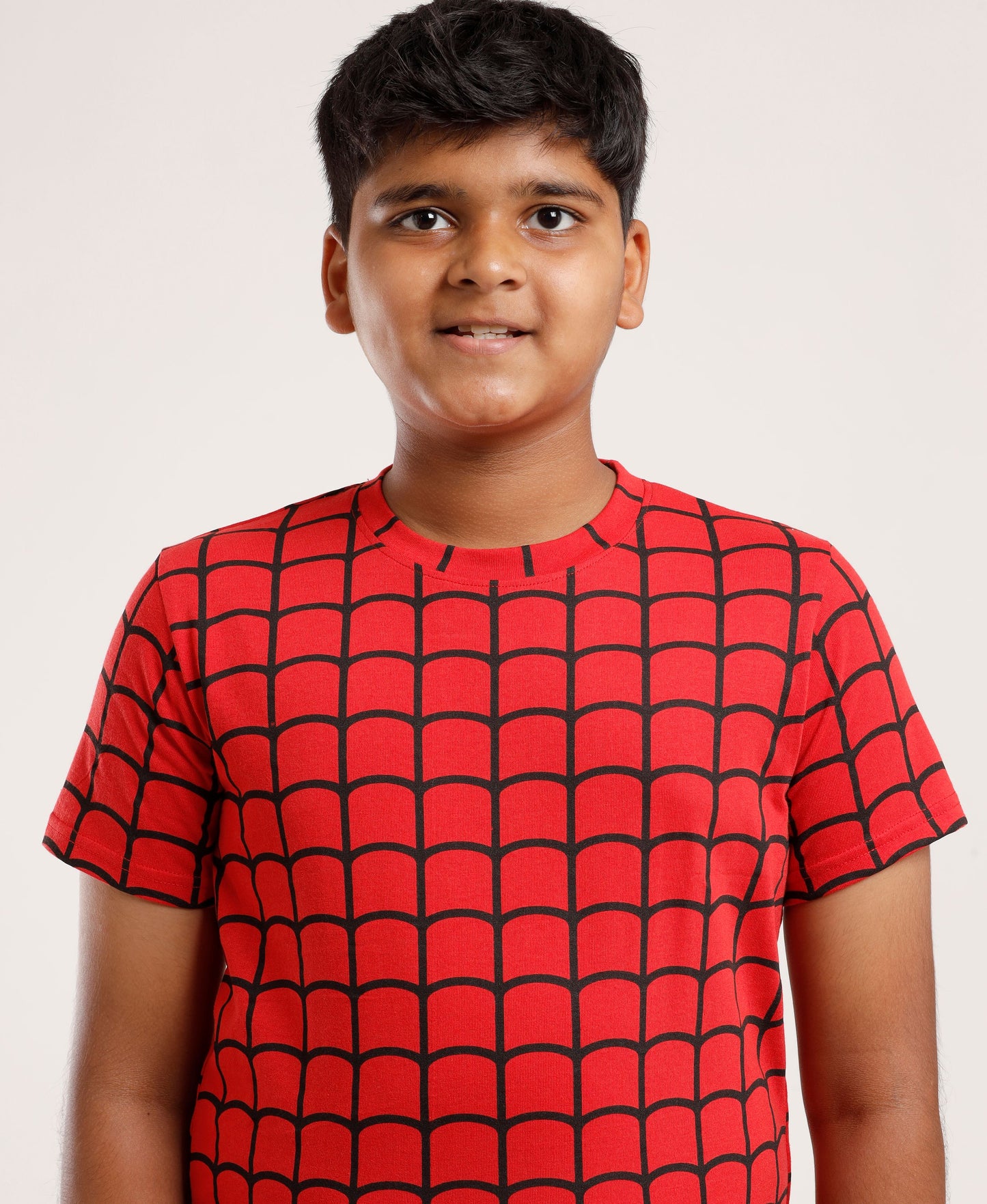 Printed Boys Half Sleeves Shorts Set - Spider - Coord set -Red Night suit