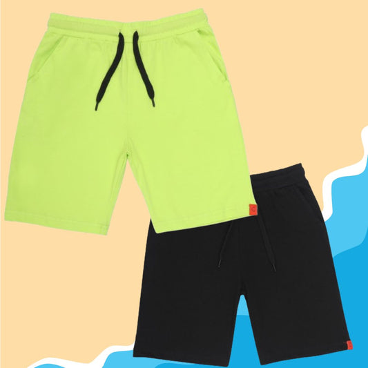 Kids Cotton Shorts Black & Green