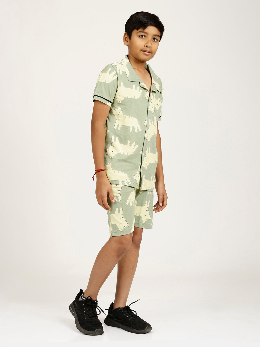 CHILINS Kids Pure Cotton Shirt & Shorts Night Dress – Fun Animal Print Sleepwear Set