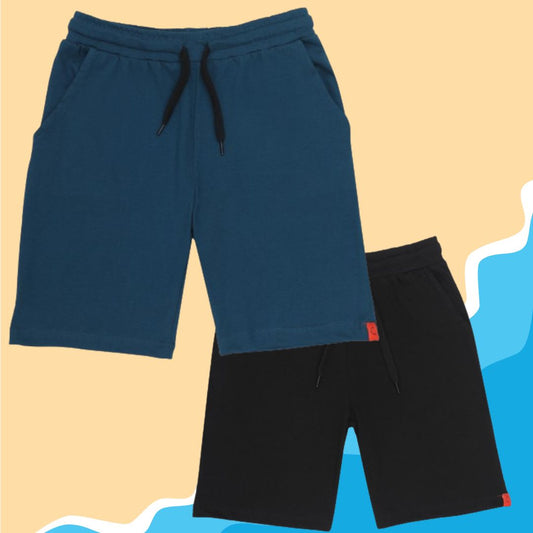 Kids Cotton Shorts Black & Blue