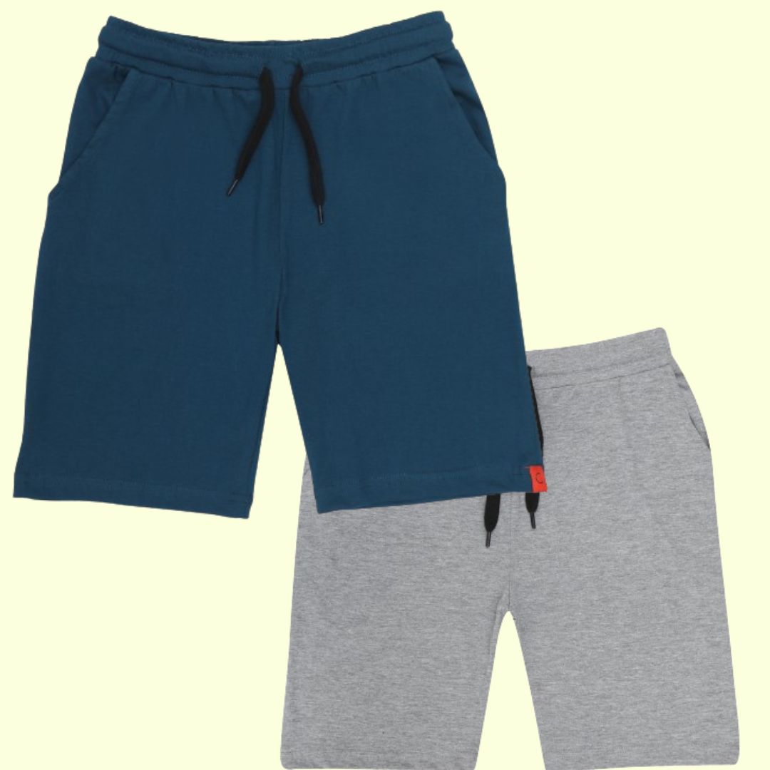Kids Cotton Shorts Grey & Blue