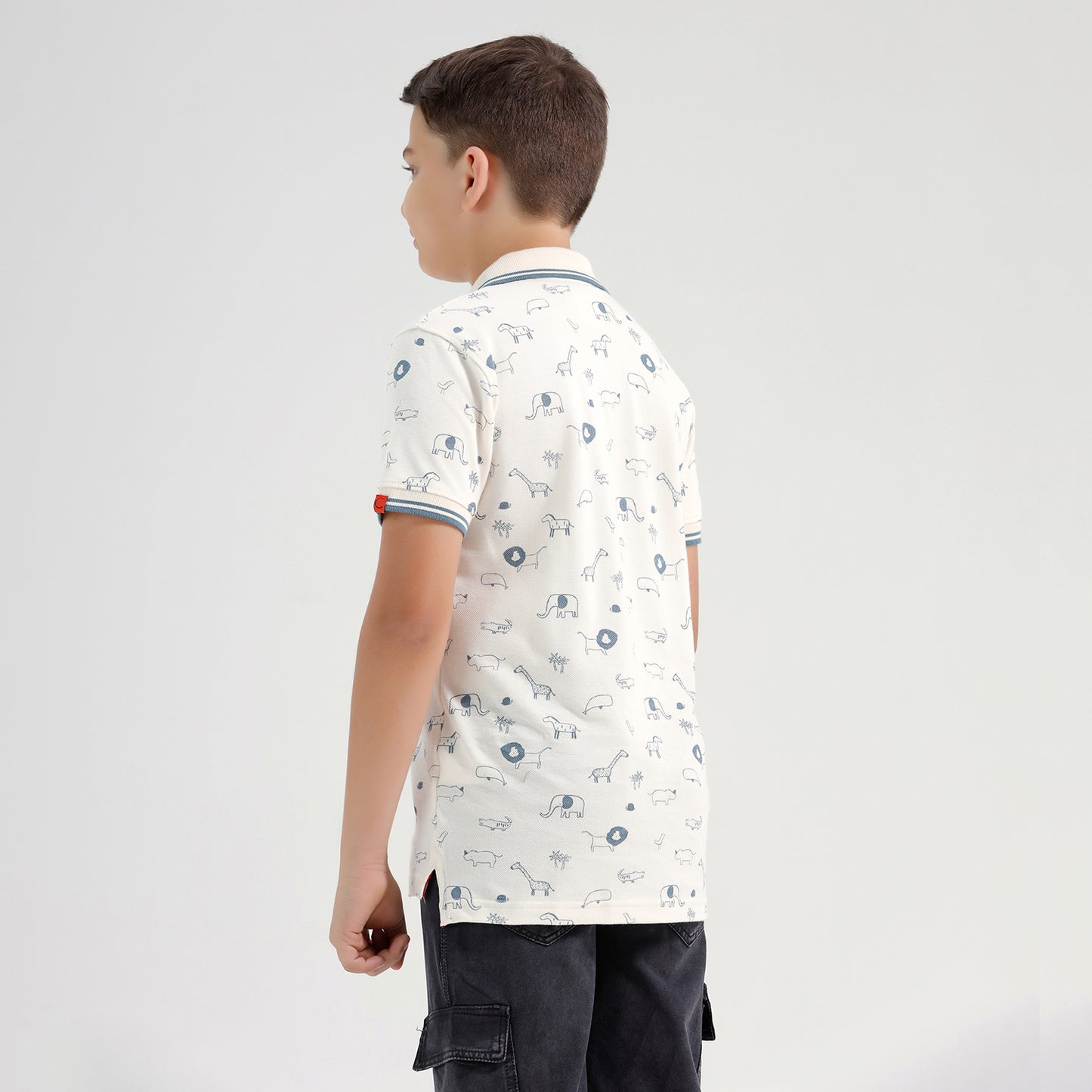 Boys Cotton Printed Collared Polo Tshirt