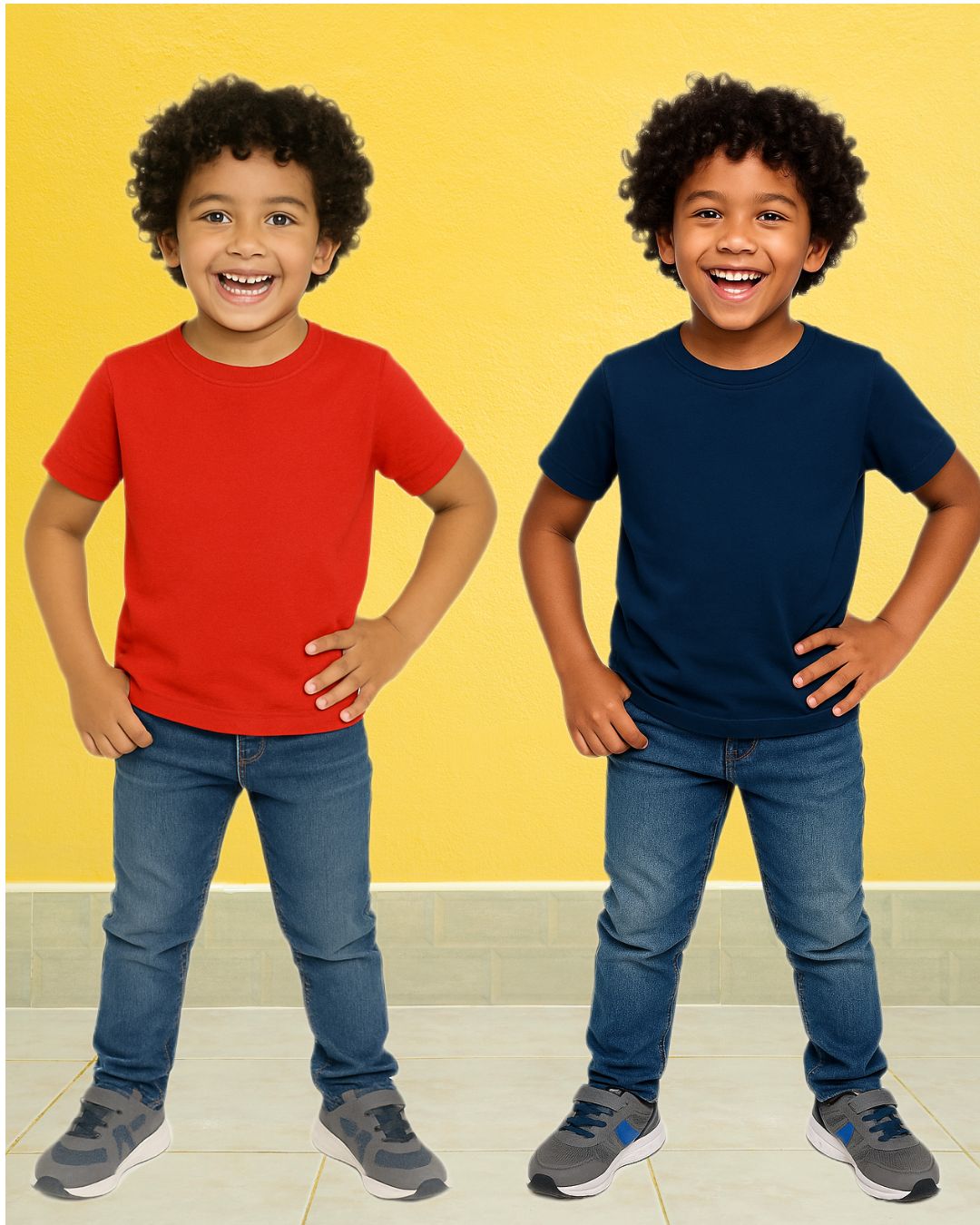 Kids Round Neck T-Shirt Half Sleeves 100% Cotton Plain Solid Color Tshirt
