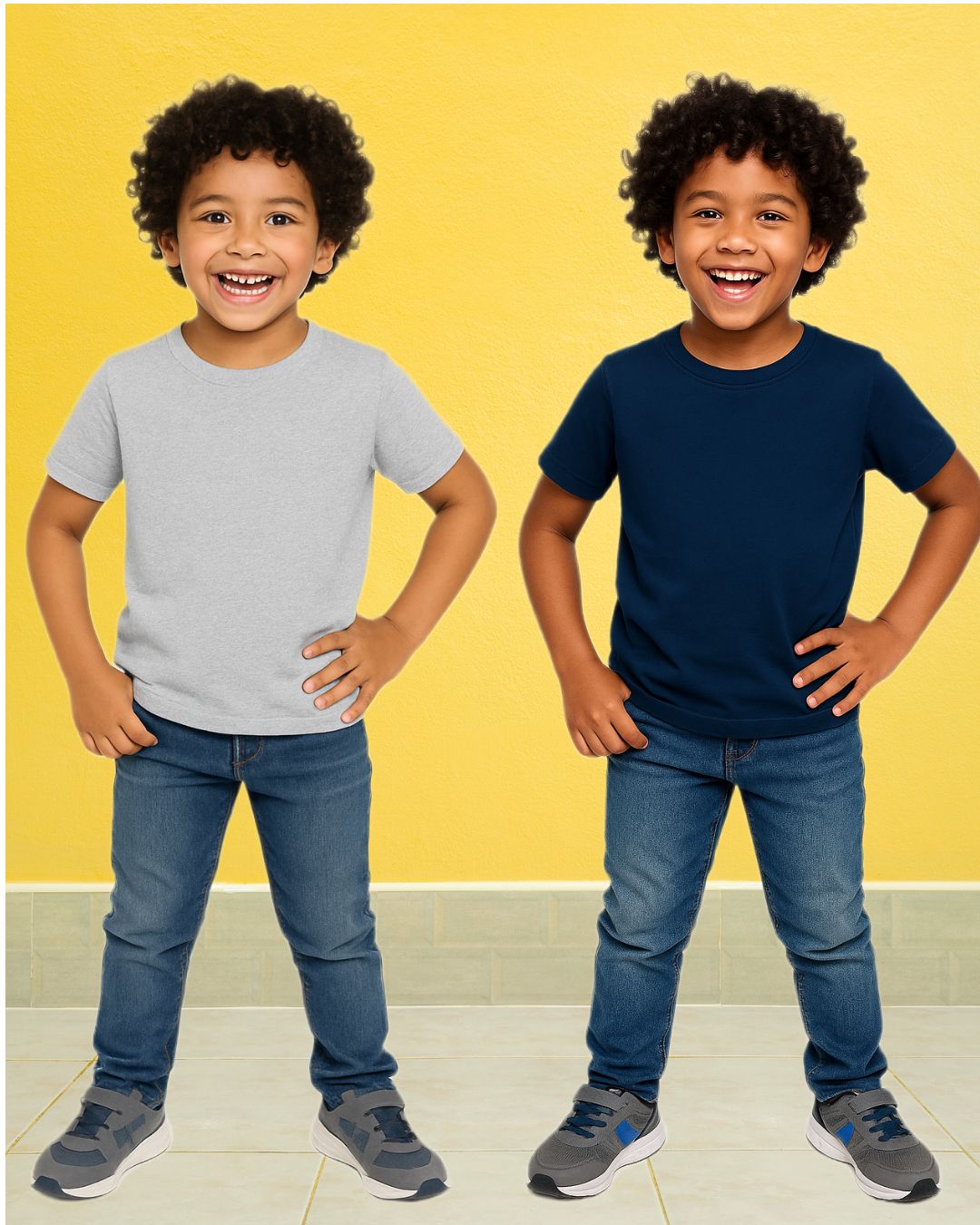 Kids Round Neck T-Shirt Half Sleeves 100% Cotton Plain Solid Color Tshirt