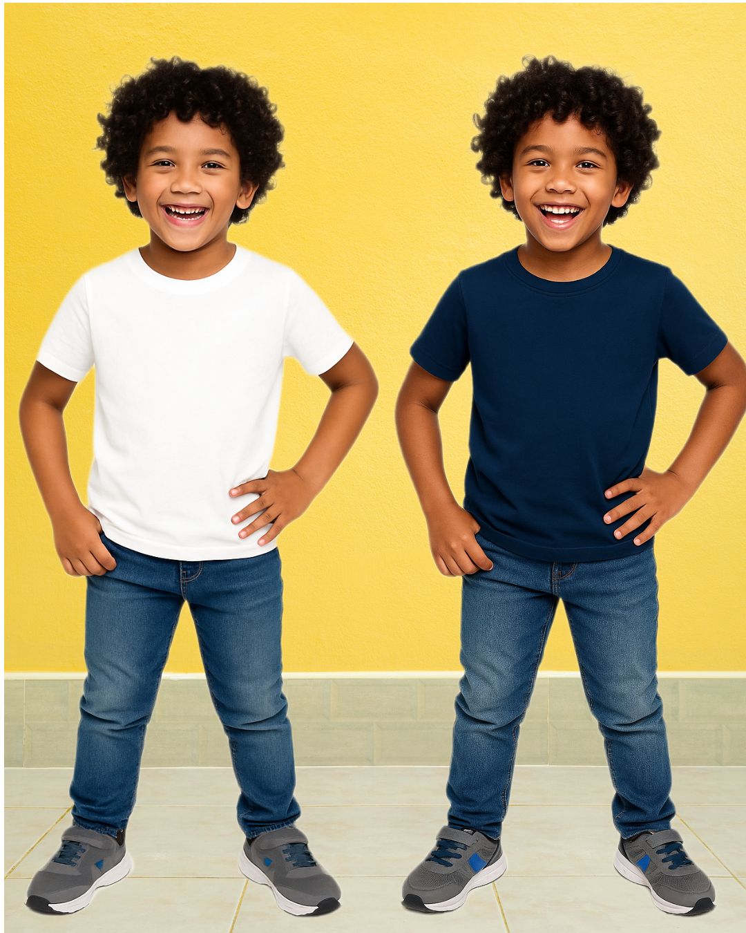 Kids Round Neck T-Shirt Half Sleeves 100% Cotton Plain Solid Color Tshirt