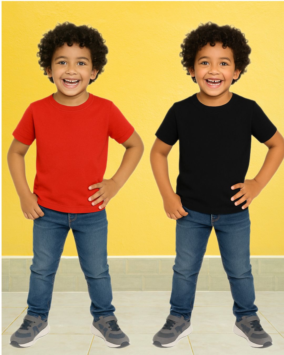 Kids Round Neck T-Shirt Half Sleeves 100% Cotton Plain Solid Color Tshirt