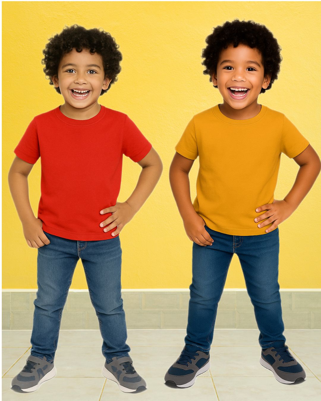 Kids Round Neck T-Shirt Half Sleeves 100% Cotton Plain Solid Color Tshirt