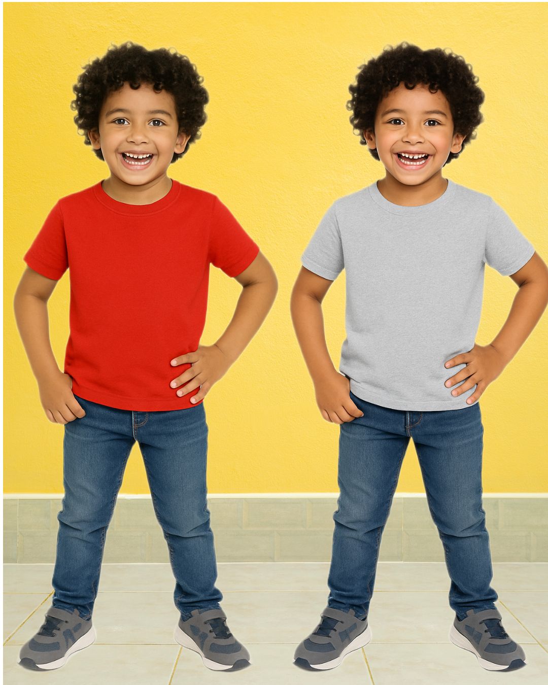 Kids Round Neck T-Shirt Half Sleeves 100% Cotton Plain Solid Color Tshirt
