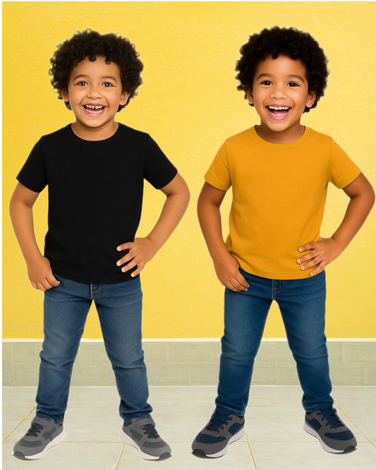 Kids Round Neck T-Shirt Half Sleeves 100% Cotton Plain Solid Color Tshirt