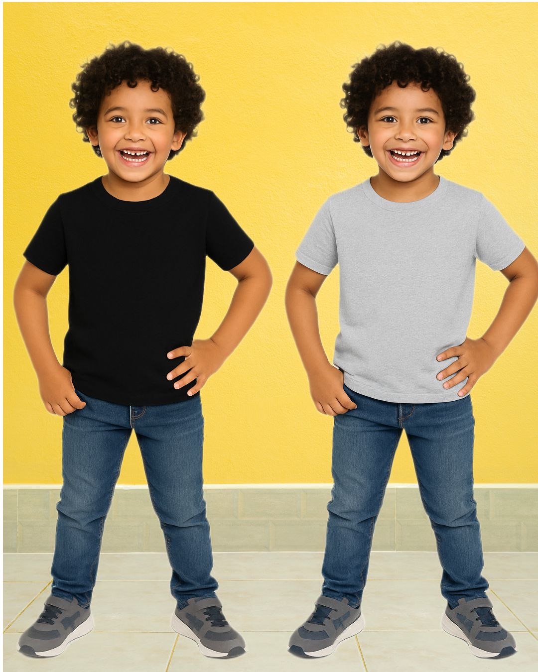 Kids Round Neck T-Shirt Half Sleeves 100% Cotton Plain Solid Color Tshirt