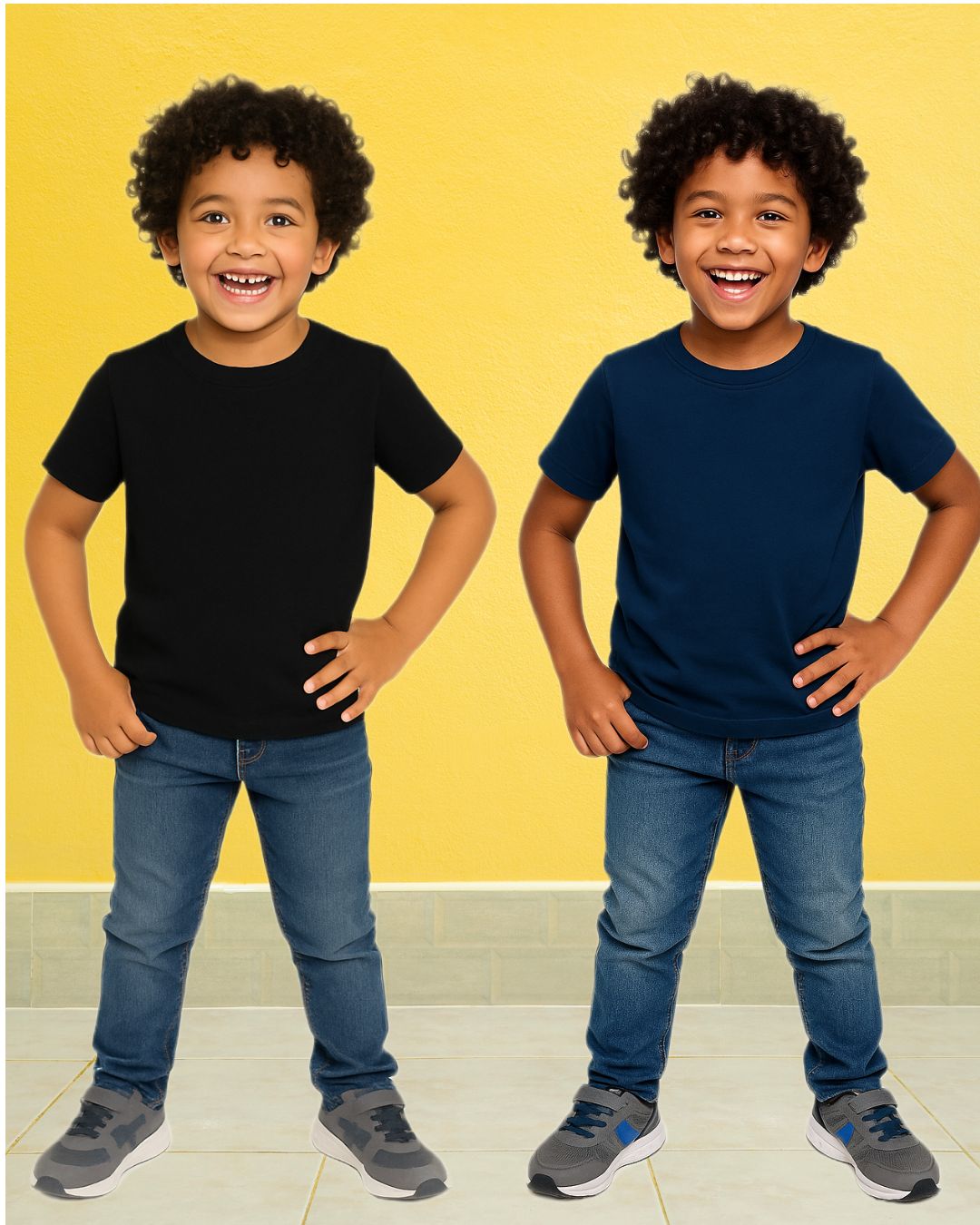 Kids Round Neck T-Shirt Half Sleeves 100% Cotton Plain Solid Color Tshirt