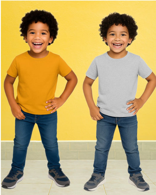 Kids Round Neck T-Shirt Half Sleeves 100% Cotton Plain Solid Color Tshirt