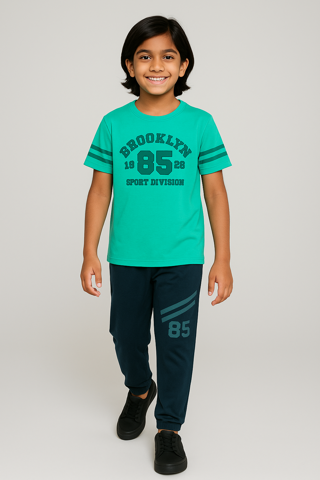 Boys Cotton Tshirt Pajama Set Knit Half Sleeves